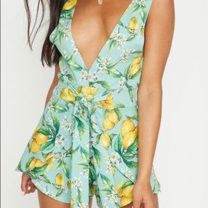 PrettyLittleThing Spring “lemon” Romper
